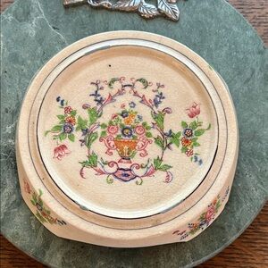 Vintage Floral Decorative Plate Plant Stand